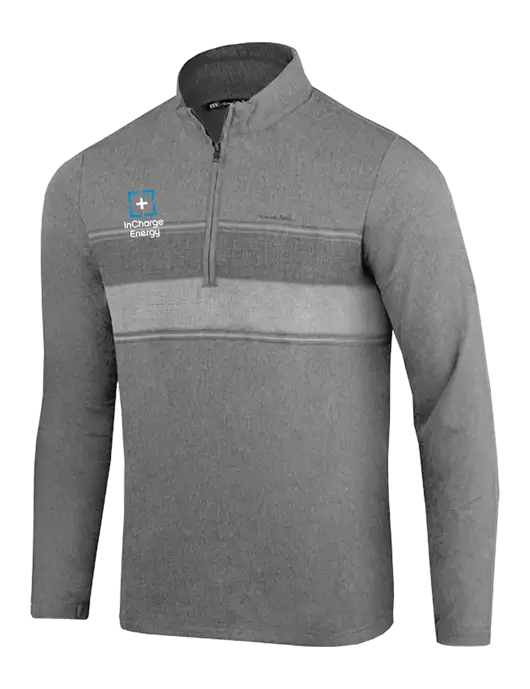 TravisMathew Balboa Chest Stripe Dark Grey Heather Quarter Zip w/InCharge Logo