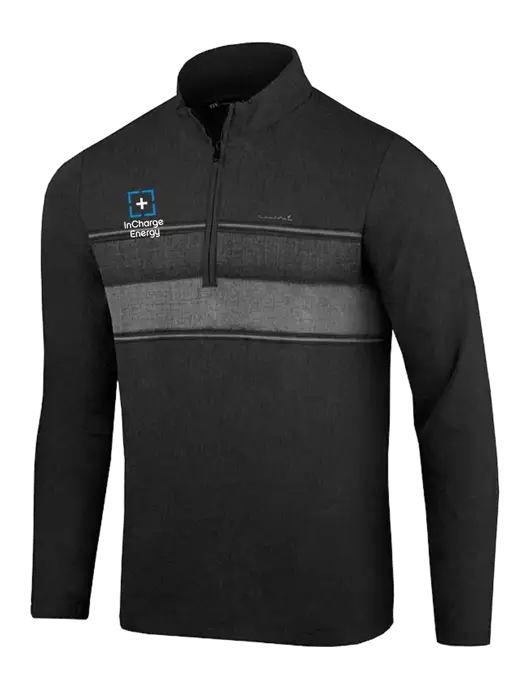 TravisMathew Black Balboa Chest Stripe Quarter Zip w/InCharge Logo