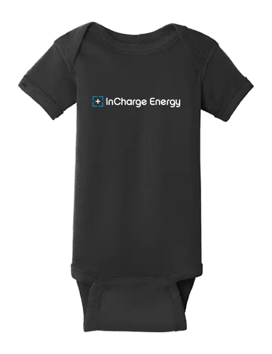 Rabbit Skins Black Infant Short Sleeve Baby Rib Bodysuit w/InCharge Logo
