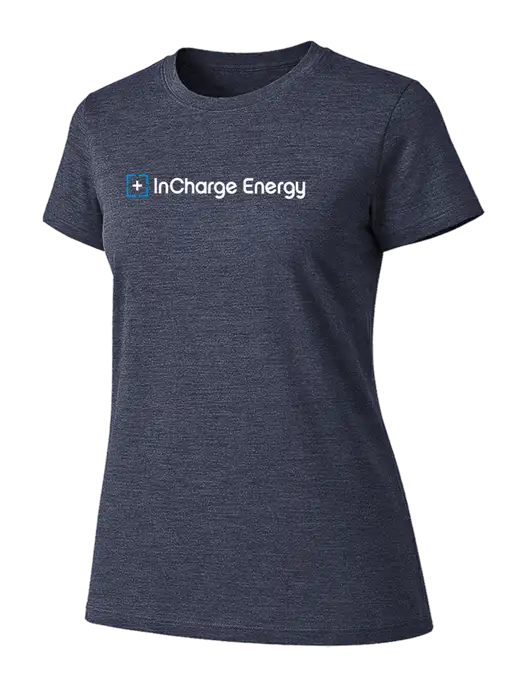 Womens Ring Spun Heather Navy 4.5 oz T-Shirt w/InCharge Logo