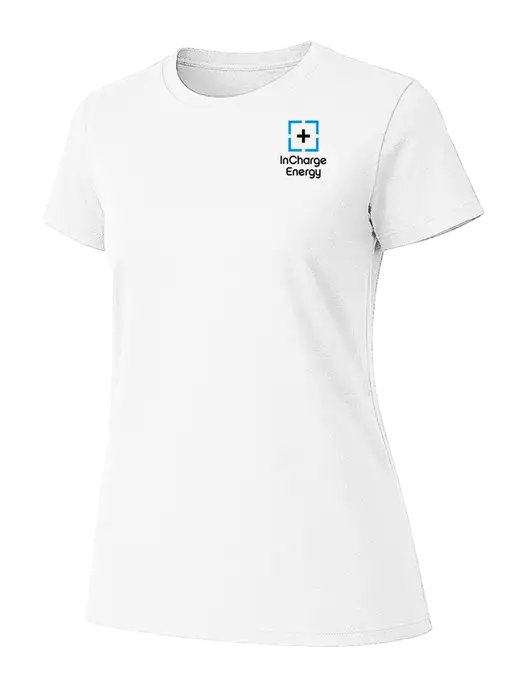 Womens Ring Spun White 4.5 oz T-Shirt w/InCharge Logo