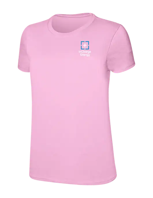 Womens Ring Spun Candy Pink 4.5 oz T-Shirt w/InCharge Logo