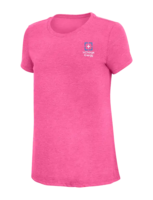 Womens Simply Soft Fuchsia Frost 4.5oz Poly/Combed Ring Spun Cotton T-Shirt w/InCharge Logo